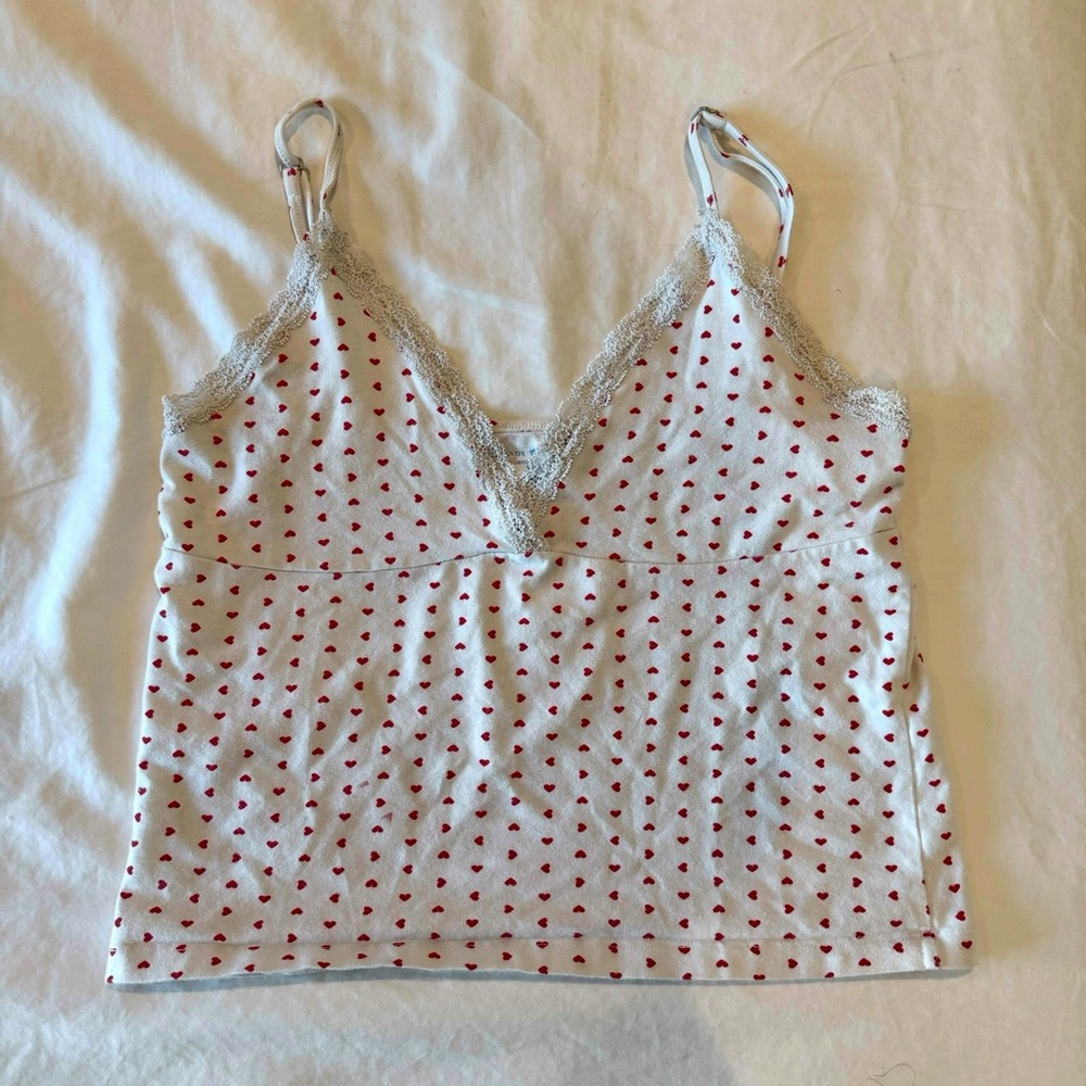 Brandy Melville Heart V Neck Tank Top